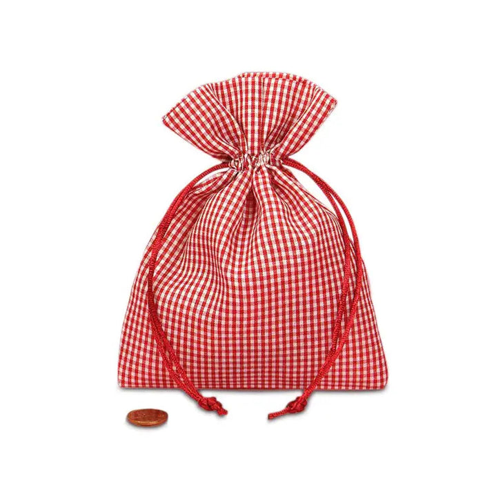 Red Gingham Favor Bags | Red Vichy Check Bags | Red White Checkerboard Bags - 4in. x 5in. - 12 Pieces/Pkg. (pm0996630)