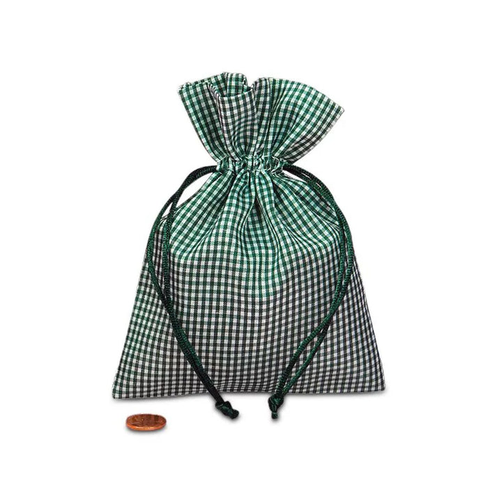Green Gingham Favor Bags | Green Picnic Bags | Green and White Checkerboard Bags - 4in. x 5in. - 12 Pieces/Pkg. (pm0996660)