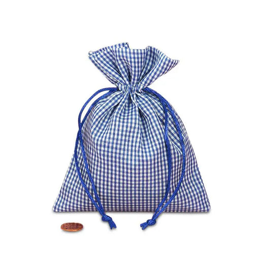 Blue Gingham Favor Bags | Blue Checkered Bags | Royal Blue and White Checkerboard Bags - 4in. x 5in. - 12 Pieces/Pkg. (pm0996670)