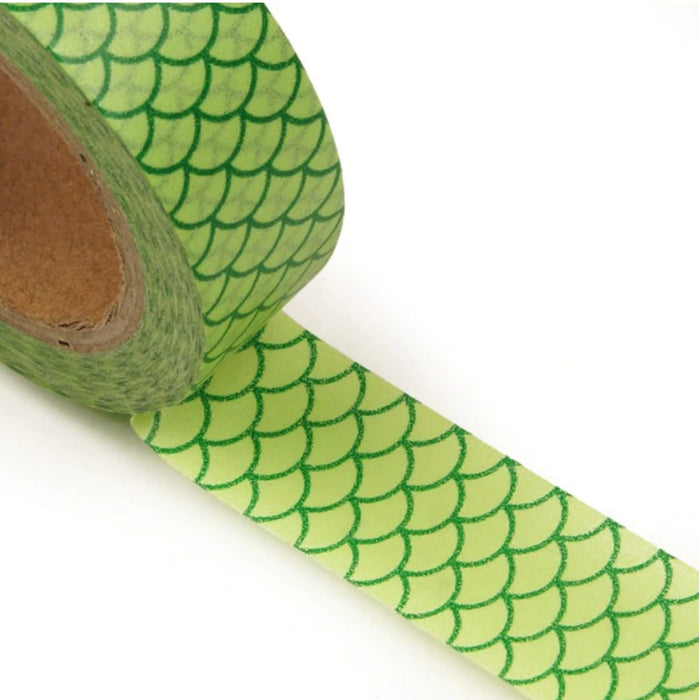 Fish Scale Tape, Scallop Washi Tape - Green - 9/16in. x 10 Yards (pm34300106)