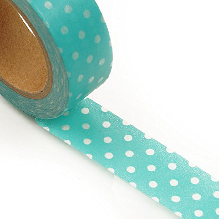 Light Blue with Mini White Dot Washi Tape - 9/16in. X 10 Yards (pm34380101)