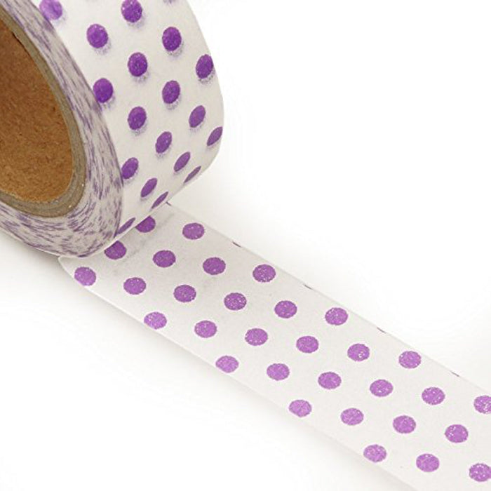 White with Lavender Dot Foil Washi Tape - 9/16in. X 10 Yards (pm34380301)