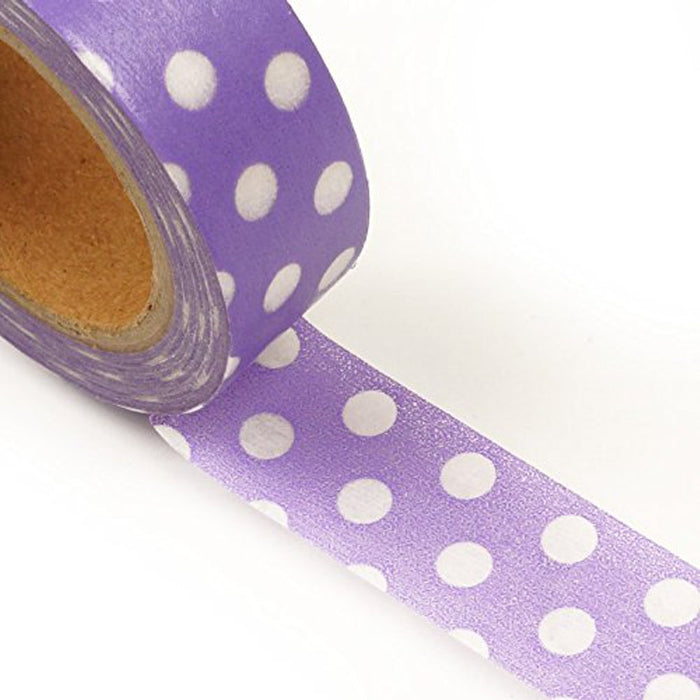Lavender with White Large Dot Washi Tape - 9/16in. X 10 Yards (pm34380402)