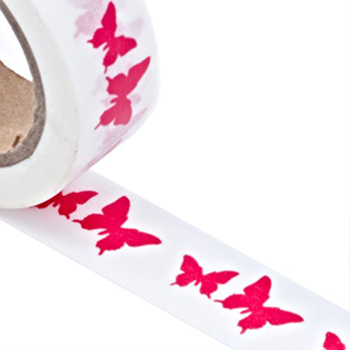 Red and White Butterfly Washi Tape - 9/16in. X 10 Yards (pm34380804)
