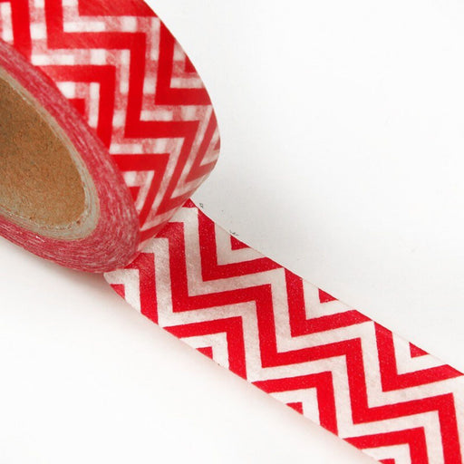 Red Chevron Masking Tape, Red Zig Zag Embellishment, Red and White Zig Zag Wave Washi Tape - 9/16in. x 10 Yards (pm34430102)
