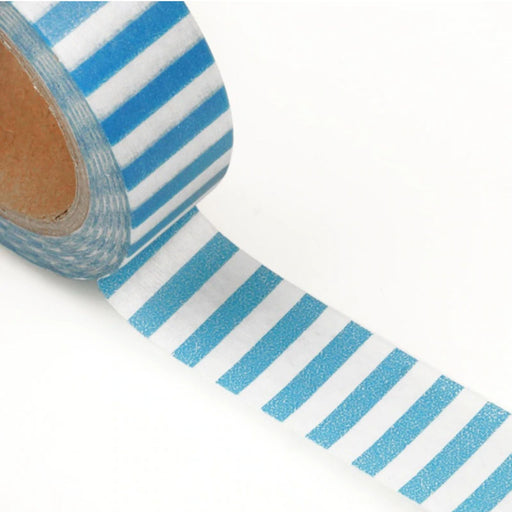 Blue Striped Tape, Blue Craft Tape, Blue Vertical Bar Washi Tape - 9/16in. x 10 Yards (pm34440202)