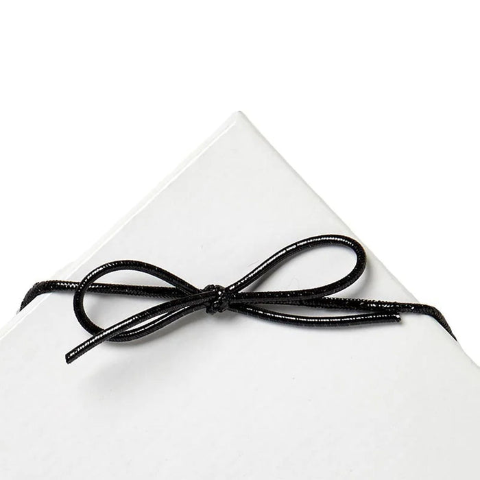 Premade Black Bows | Stationery Box Ties | Metallic Black Stretch Loops - 10in. - 50 Pieces/Pkg. (pm442010ap)