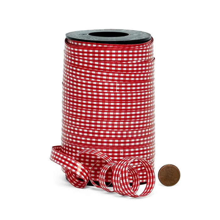 Red Gingham Ribbon | Red Gingham Bows | Red Gingham Printed Curling Ribbon - 3/8in. x 250 Yards (pm44365213)