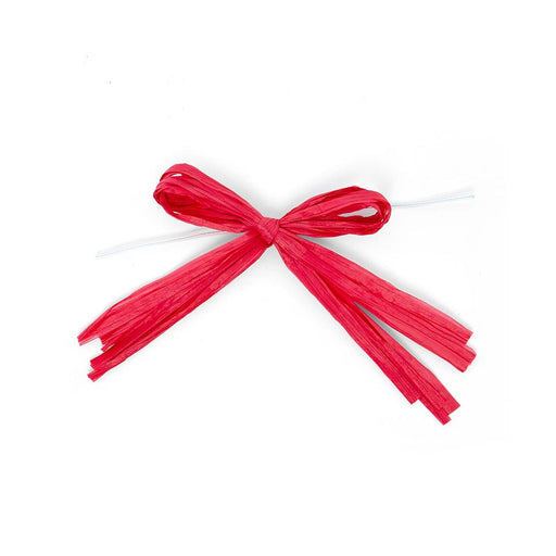 Red Raffia Bows | Premade Red Bows | Red Pre-Tied Raffia Bows With Wire Ties - 4in. - 12 Pieces/Pkg. (pm4824112)