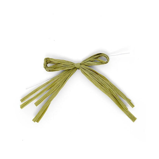 Green Raffia Bows | Green Bow Ties | Moss Green Pre-Tied Raffia Bows With Wire Ties - 4in. - 12 Pieces/Pkg. (pm4824117)