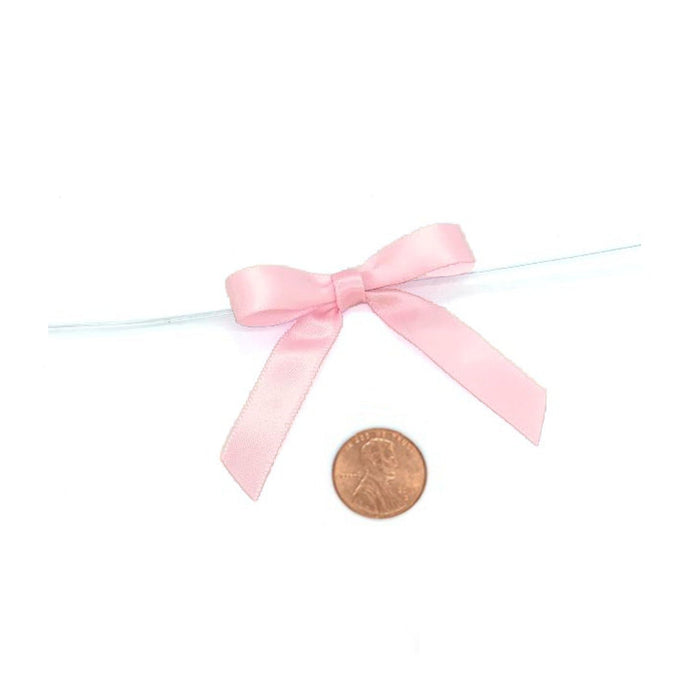 Handmade Pink Bows | Baby Pink Bows | Light Pink Satin Bows On A Wire - 12 Pieces/Pkg. (pm4824737)