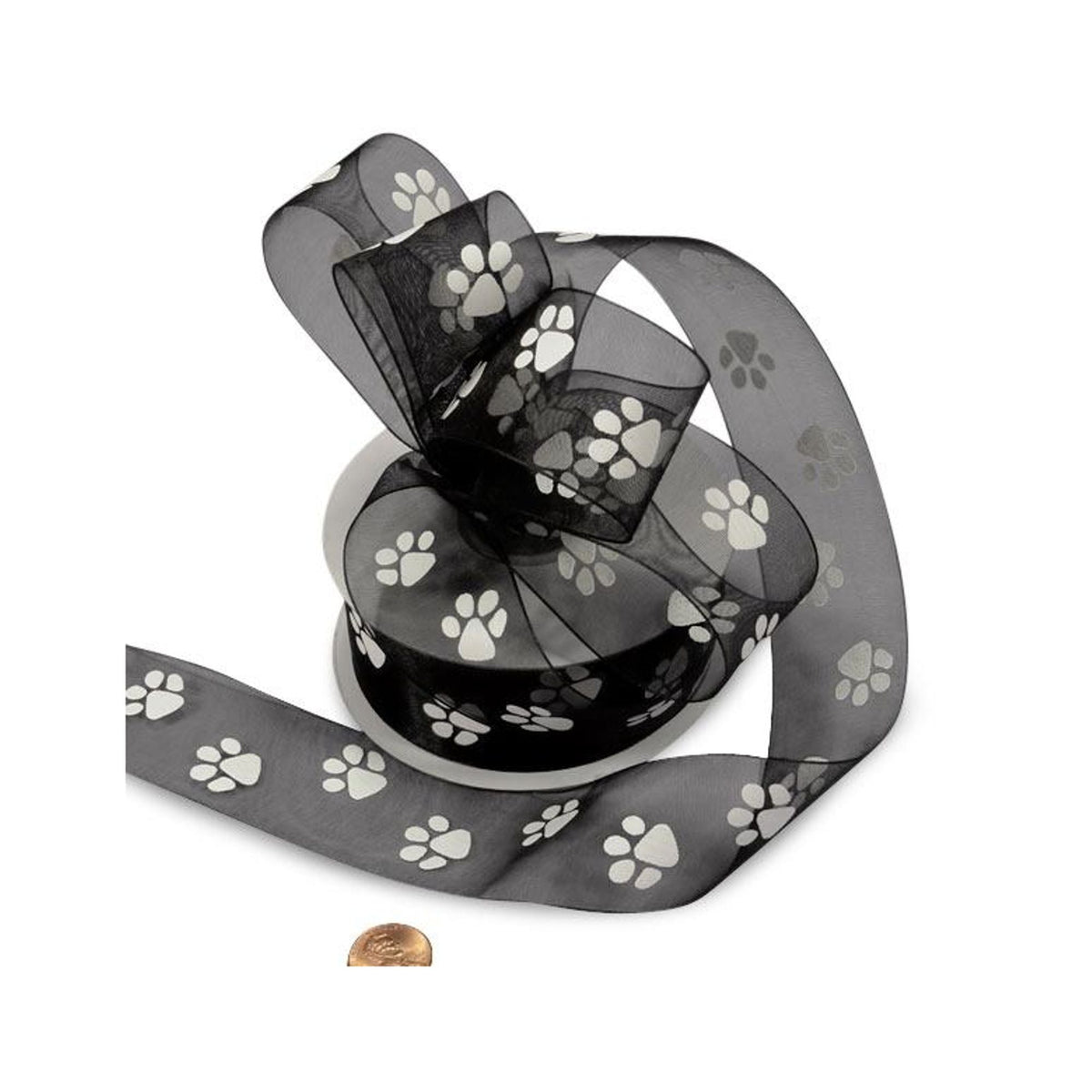 5 yards 3/8 Paw Print Grosgrain Ribbon