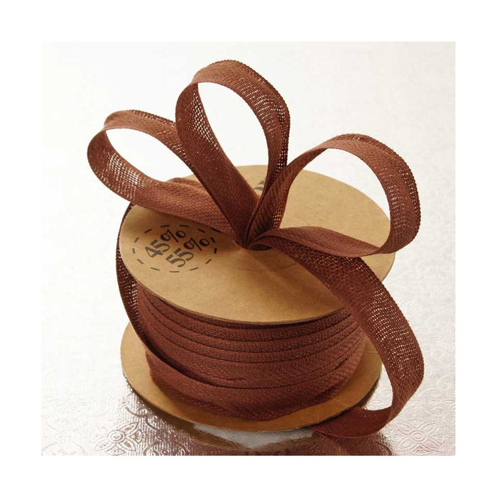 Brown Linen Ribbon | Brown Linen Bows | Brown Livingstone Linen Blend Ribbon - 5/8in. x 25 Yards (pm48650648)