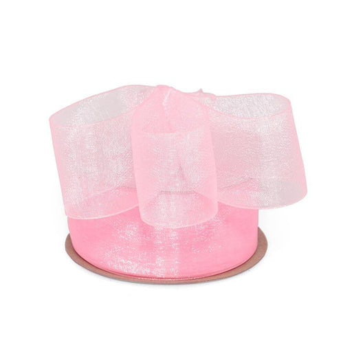 Pink Organza Ribbon | Sheer Pink Ribbon | Pink Shimmer Sheer Organza Ribbon - 1 1/2in. x 25 Yards (pm501734)
