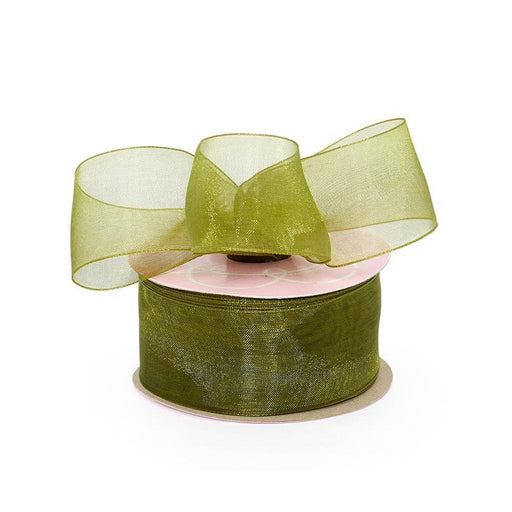 Olive Organza Ribbon | Olive Ribbon | Old Willow Shimmer Sheer Organza Ribbon - 1 1/2in. x 25 Yards (pm501757)