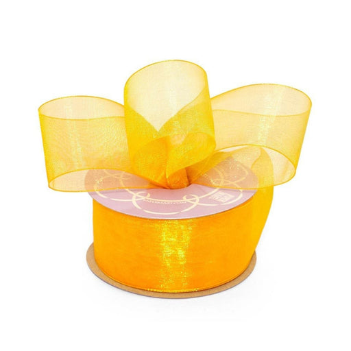 Yellow Organza Ribbon | Sheer Yellow Ribbon | Dandelion Shimmer Sheer Organza Ribbon - 1 1/2in. x 25 Yards (pm501758)