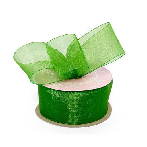 Emerald Organza Ribbon | Emerald Ribbon | Emerald Green Shimmer Sheer Organza Ribbon - 1 1/2in. x 25 Yards (pm501760)