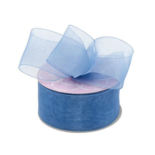 Blue Organza Ribbon | Sheer Blue Ribbon | Smoke Blue Shimmer Sheer Organza Ribbon - 1 1/2in. x 25 Yards (pm501774)