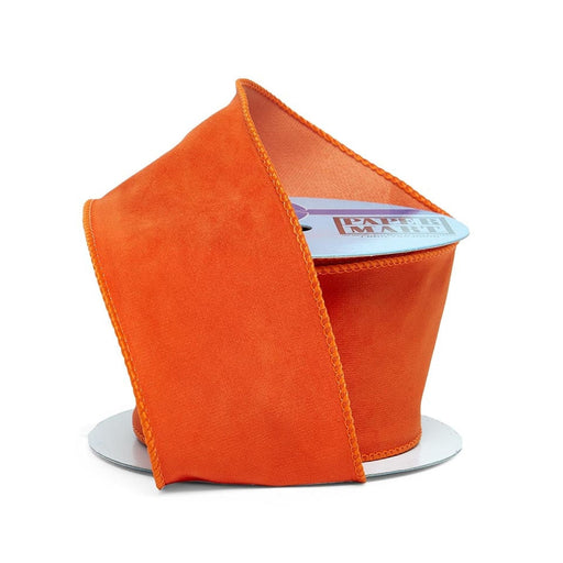 Orange Velour Ribbon | Wide Halloween Ribbon | Orange Premium Fine Velour Wired Ribbon - 2 1/2in. x 10 Yards (pm56004740)