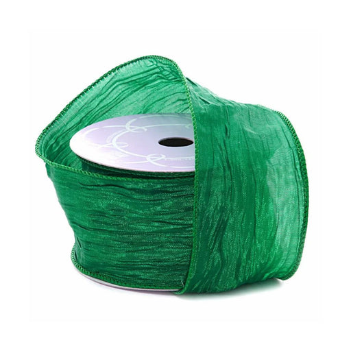 Wide Green Ribbon | Green Crepe Ribbon | Emerald Solid Crepe Fabric Wired Ribbon - 2 1/2in. x 10 Yards (pm56005470)