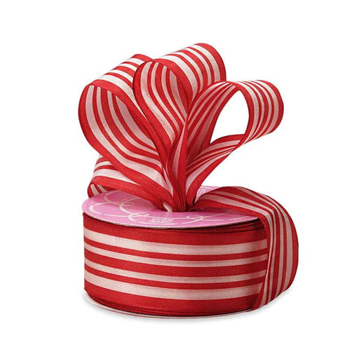 Red Striped Ribbon | Red White Ribbon | Red and White Multi Lines Ribbon - 1 1/2in. x 20 Yds (pm56121101)