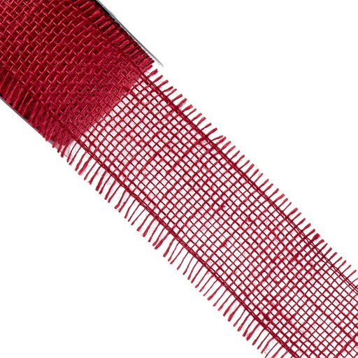 Red Jute Ribbon | Rustic Red Ribbon | Red Burlap Fringe Ribbon - 2 1/2in. x 10 Yards (pm56127230)