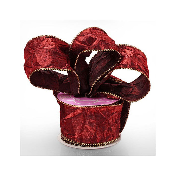 Crushed Wine Ribbon | Big Burgundy Bows | Crushed Satin Wired Ribbon - Wine - 1 1/2in. x 10 Yds (pm56132732)
