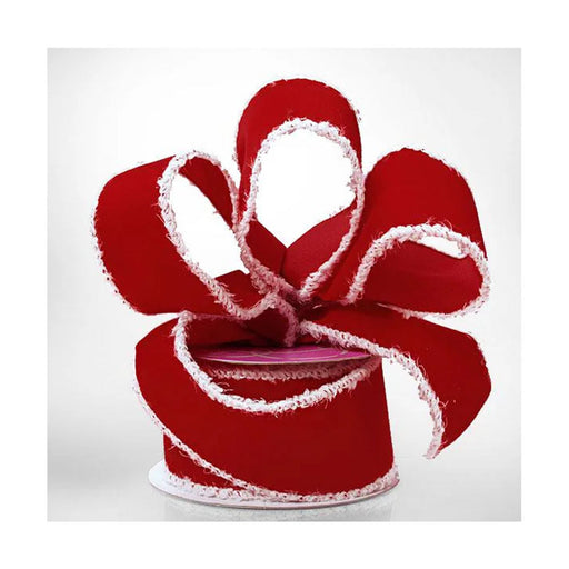 Santa Ribbon | Santa Costume Ribbon | Red White Santa Flocked Christmas Wired Ribbon - 2 1/2in. x 10 Yards (pm56140807)