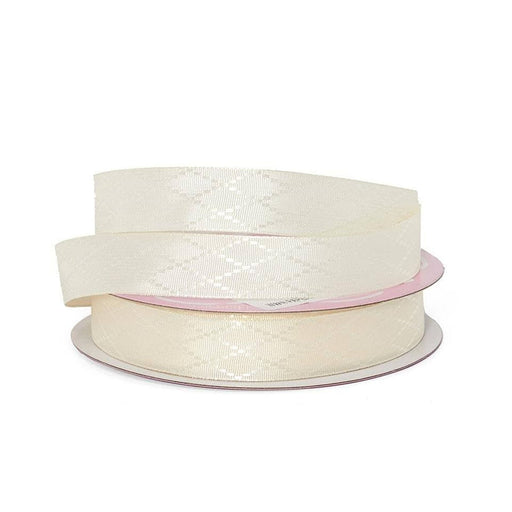 Ivory Satin Ribbon | Ivory Diamond Ribbon | Diamond Detail Satin Grosgrain Ribbon - Ivory - 5/8in. x 25 Yds (pm56153352)