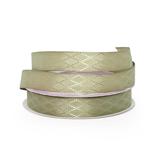 Moss Diamond Ribbon | Sage Diamond Ribbon | Diamond Detail Satin Grosgrain Ribbon - Moss - 5/8in. x 25 Yds (pm56153369)