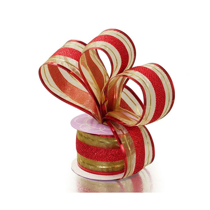 Red Gold Christmas Ribbon | Holiday Ribbon | Red Wendy Striped Holiday Ribbon - 2 1/2in. x 10 Yds (pm56162901)