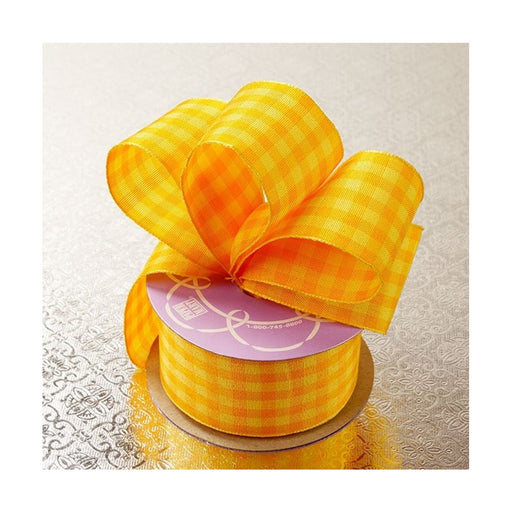 Yellow Plaid Ribbon | Yellow Gingham Ribbon - Natural Style - 1 1/2in. x 10 Yds (pm57018949)