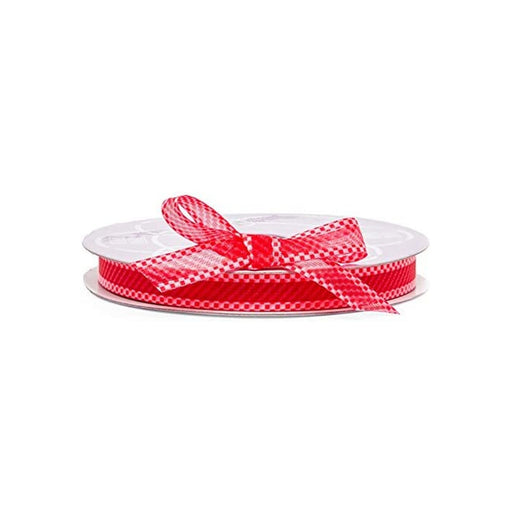 Pink Gingham Ribbon | Pink Gingham Bows | Hot Pink Fresco Checkered Sheer Ribbon - 3/8in. x 25 Yards (pm57050334)