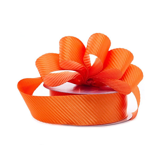 Orange Striped Ribbon | Orange Ribbed Ribbon | Orange Diagonal Embossed Satin Ribbon - 7/8in. x 25 Yards (pm57081040)