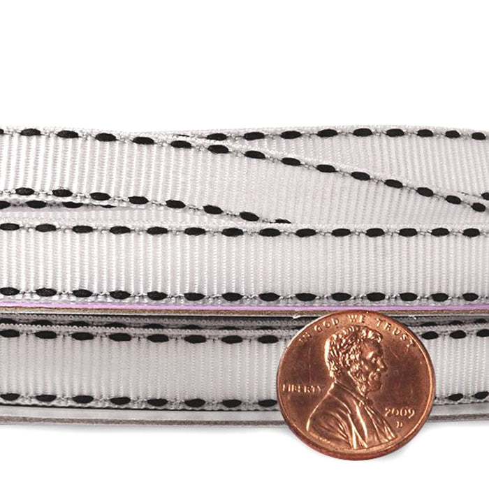 White Saddle Stitched Ribbon - Grosgrain - 3/8in. x 25 Yards (pm-57135410)
