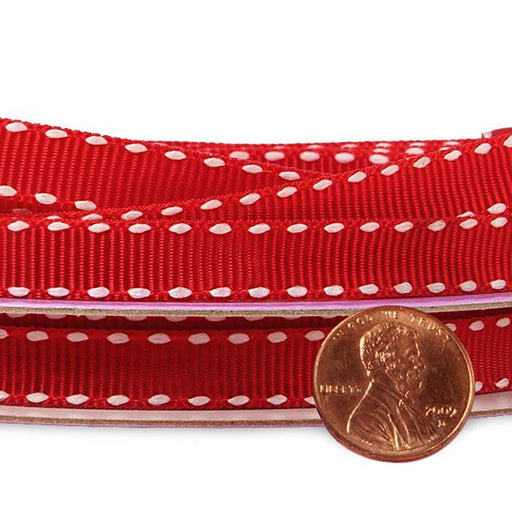 Red Saddle Stitched Ribbon - Grosgrain - 3/8in. x 25 Yards (pm57135430)