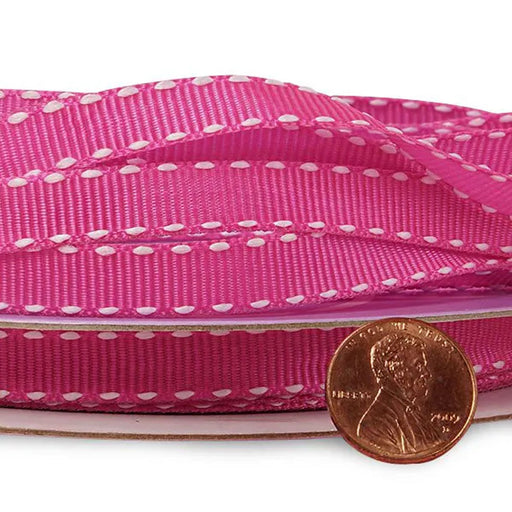 Hot Pink Saddle Stitched Ribbon - Grosgrain - 3/8in. x 25 Yards (pm57135433)
