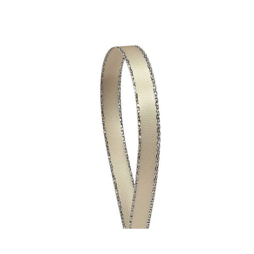 Ivory Silver Ribbon | Cream Silver Ribbon | Ivory Silver Edge Satin Ribbon - 1/4in. x 50 Yards (pm575190252)