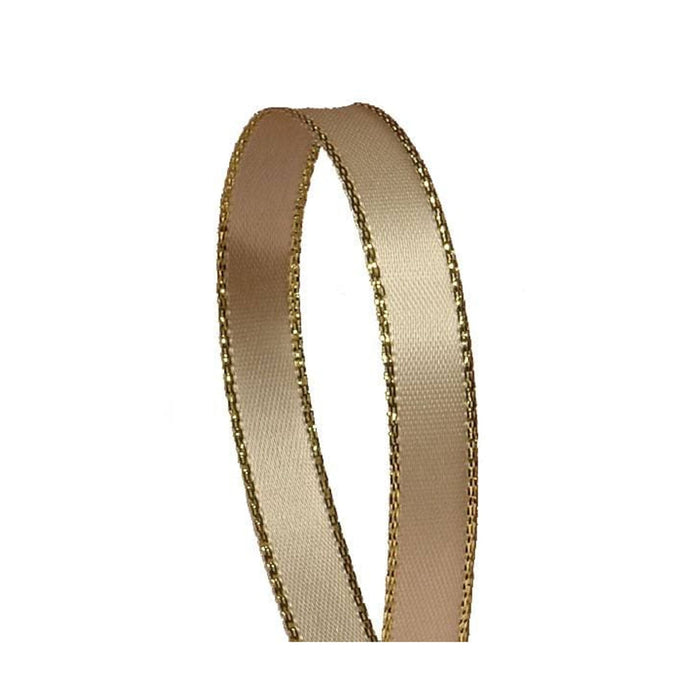 Champagne Ribbon | Taupe Ribbon | Toffee Gold Edge Satin Ribbon - 3/8in. x 50 Yards (pm57520349)
