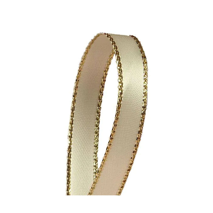 Cream Gold Ribbon | Ivory Gold Ribbon | Ivory Gold Edge Satin Ribbon - 3/8in. x 50 Yards (pm57520352)