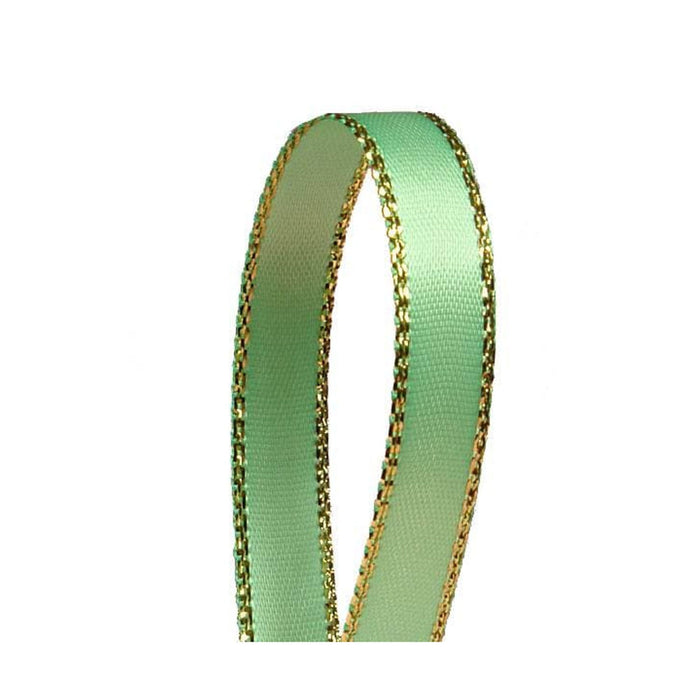 Green Gold Ribbon | Mint Satin Ribbon | Mint Green Gold Edge Satin Ribbon - 3/8in. x 50 Yards (pm57520368)