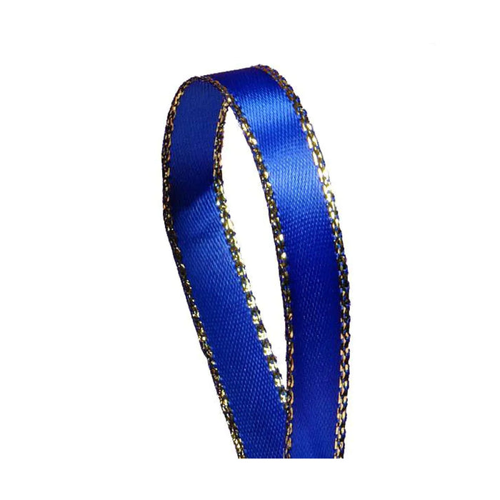 Blue Gold Ribbon | Royal Satin Ribbon | Royal Blue Gold Edge Satin Ribbon - 3/8in. x 50 Yards (pm57520370)