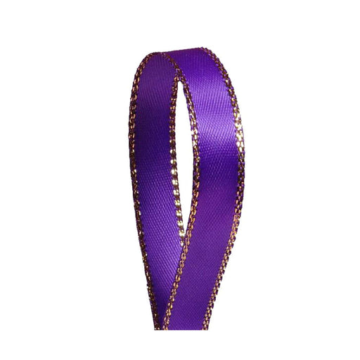 Purple Gold Ribbon | Purple Satin Ribbon | Purple Gold Edge Satin Ribbon - 3/8in. x 50 Yards (pm57520380)