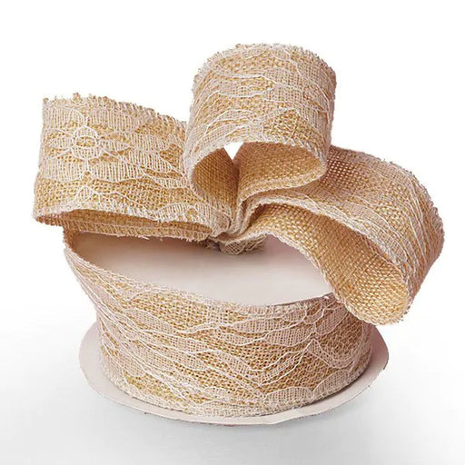 Ivory Lace Ribbon | Shabby Chic Ribbon | Ivory Floral Lace Burlap Ribbon - 1 1/2in. x 10 Yards (pm5753219)