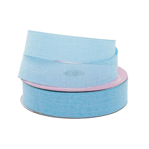 Light Blue Linen Ribbon | Blue Cloth Ribbon | Faux Linen Ribbon - Pale Blue - 5/8in. x 25 Yds (pm596000578)