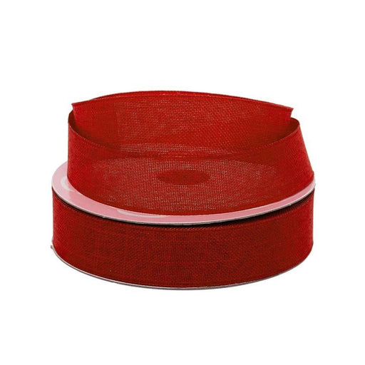 Red Linen Ribbon | Blood Red Ribbon | Faux Linen Ribbon - Red - 5/8in. x 25 Yds (pm59600530)
