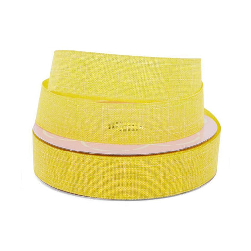 Yellow Linen Ribbon | Yellow Cloth Ribbon | Faux Linen Ribbon - Yellow - 5/8in. x 25 Yds (pm59600550)