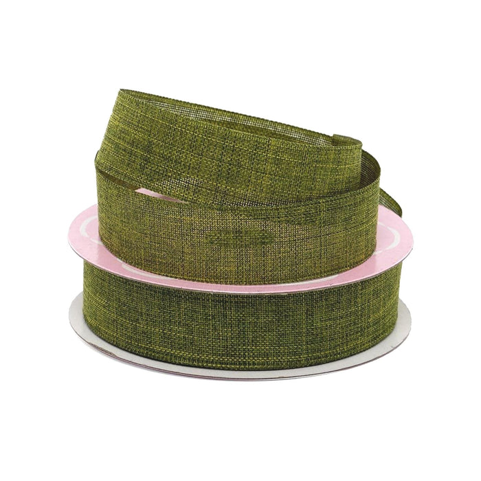Moss Linen Ribbon | Green Linen Ribbon | Faux Linen Ribbon - Moss - 5/8in. x 25 Yds (pm59600557)
