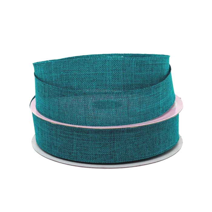 Teal Linen Ribbon | Teal Textured Ribbon | Faux Linen Ribbon - Teal - 5/8in. x 25 Yds (pm59600579)