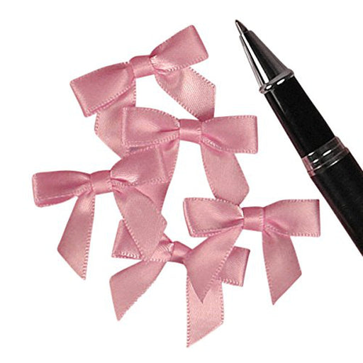 Small Pink Bows, Pink Satin Bows - Pre-Tied - 1 3/8in. - 50 Pieces/Pkg. (pm601334)